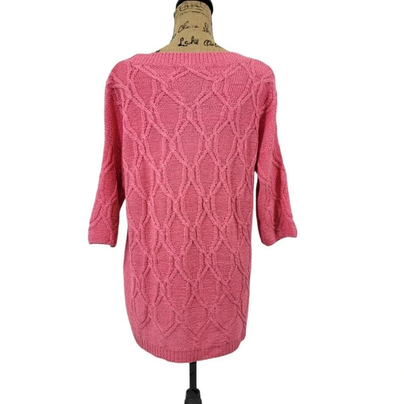 ZARA KNIT Women's Regular Cable Knit Ribbed Oversized Sweater Pink Size Medium - Picture 3 of 14